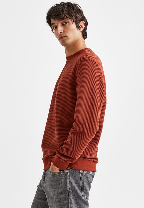 H&M - Regular fit ribbed sweatshirt - rust red