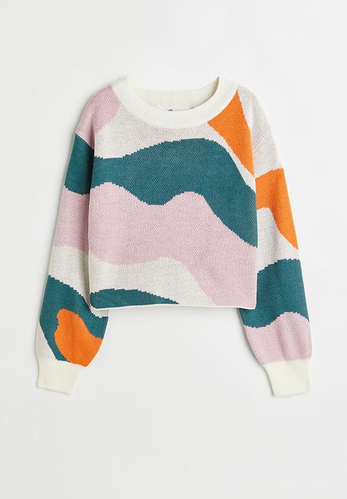 H&M - Oversized jumper - light pink/patterned