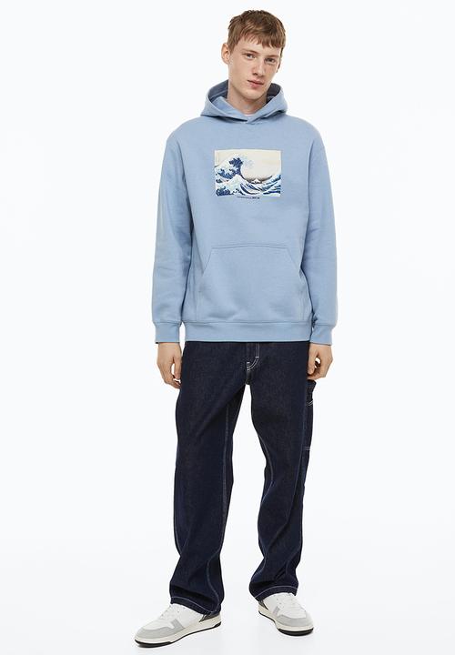 H&M - Relaxed fit hoodie - light blue/the british museum
