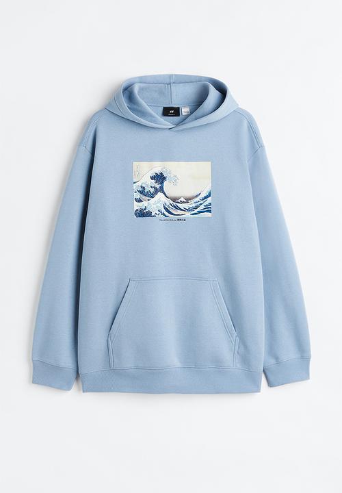H&M - Relaxed fit hoodie - light blue/the british museum