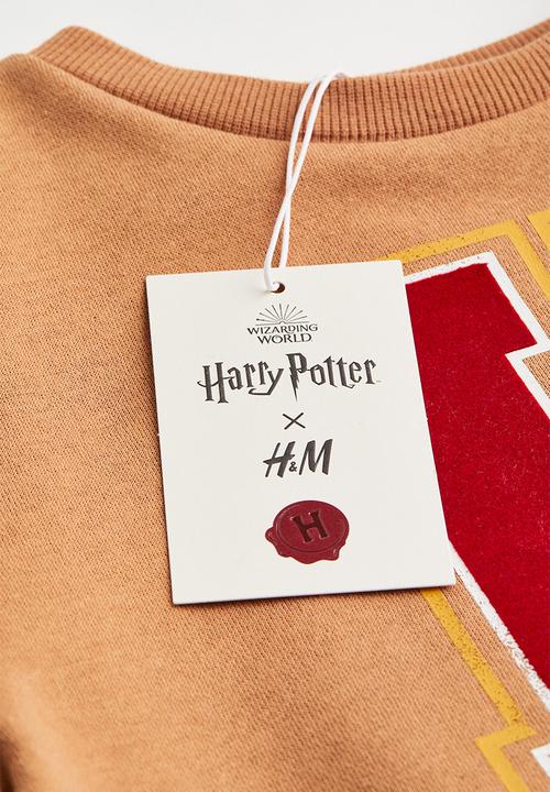 H&M - 2-Piece print-motif top and skirt set - dark beige/hogwarts