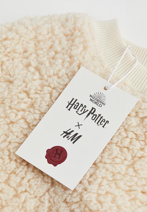 H&M - Appliquéd teddy sweatshirt - light beige/harry potter
