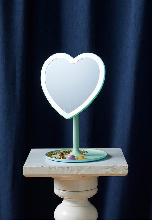 Typo - Shaped mirror desk lamp - polar blue & spring mint ombre heart