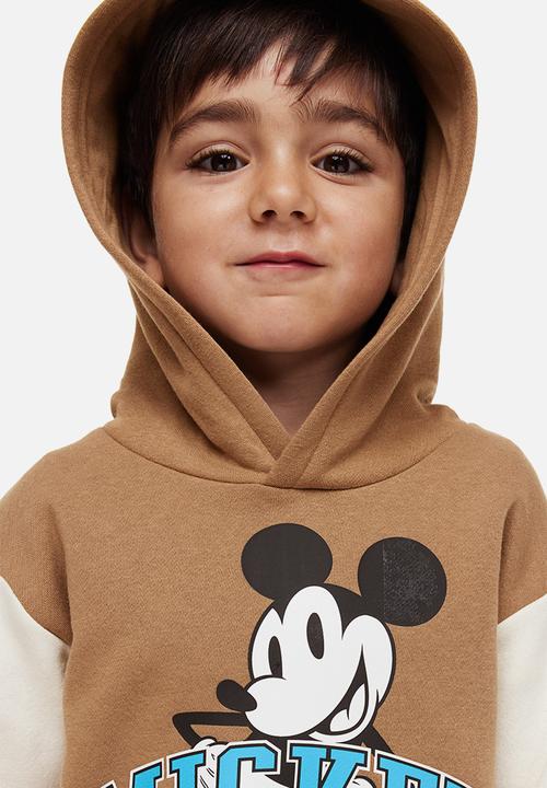 H&M - Printed hoodie - dark beige/mickey mouse