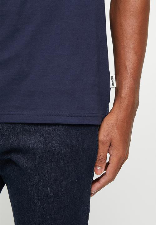 Wrangler - Small kabel emb short sleeve tee - navy