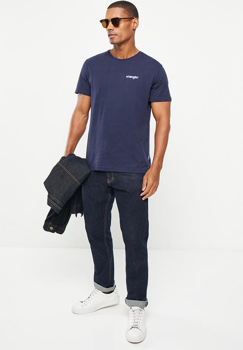Wrangler - Small kabel emb short sleeve tee - navy