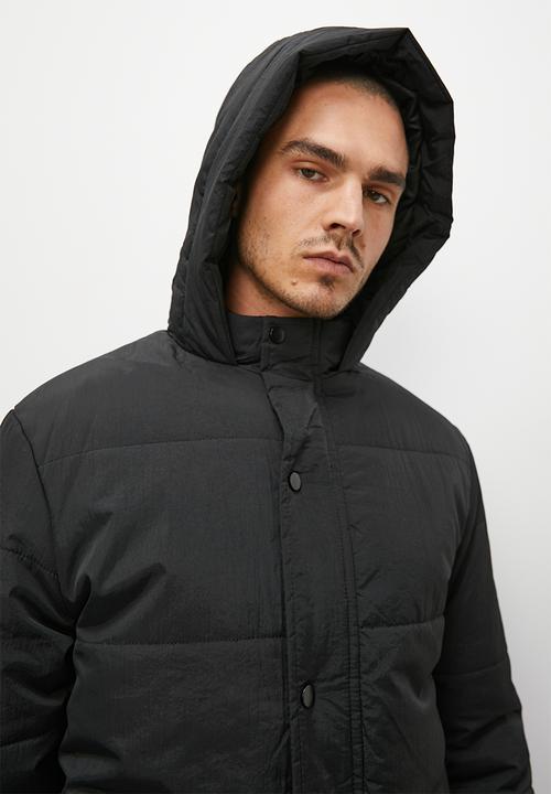 Superbalist - Shaw long heavyweight puffer jacket - black