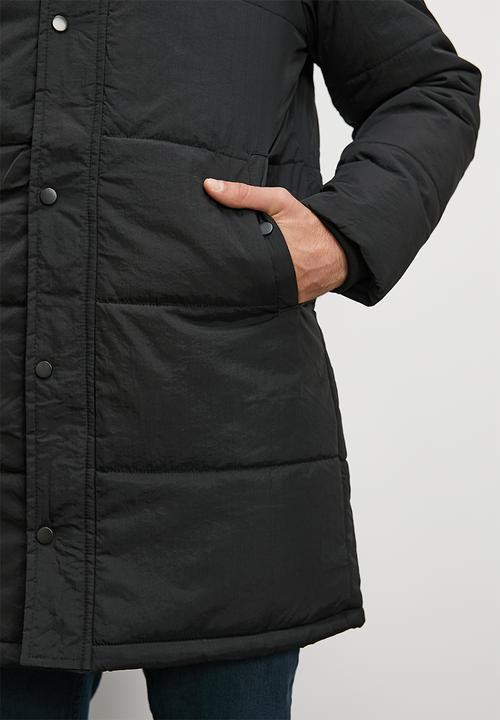 Superbalist - Shaw long heavyweight puffer jacket - black