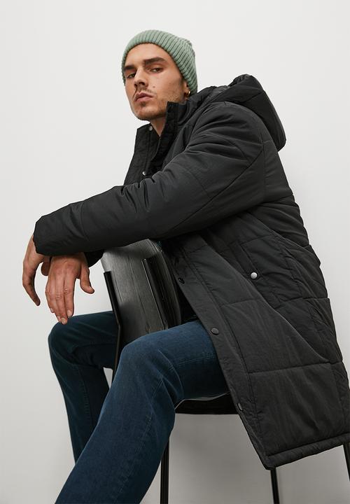 Superbalist - Shaw long heavyweight puffer jacket - black