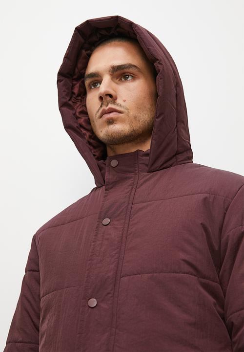Superbalist - Shaw long heavyweight puffer jacket - plum