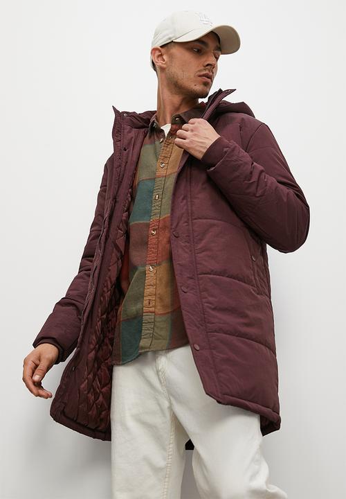 Superbalist - Shaw long heavyweight puffer jacket - plum