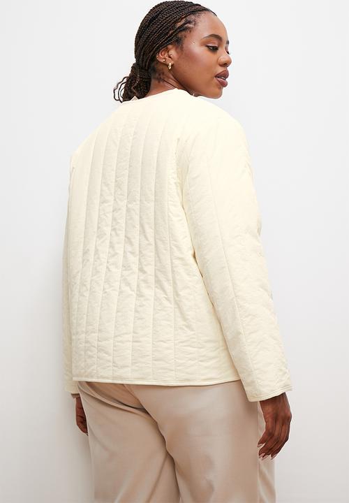 edit - Collarless puffer - ecru