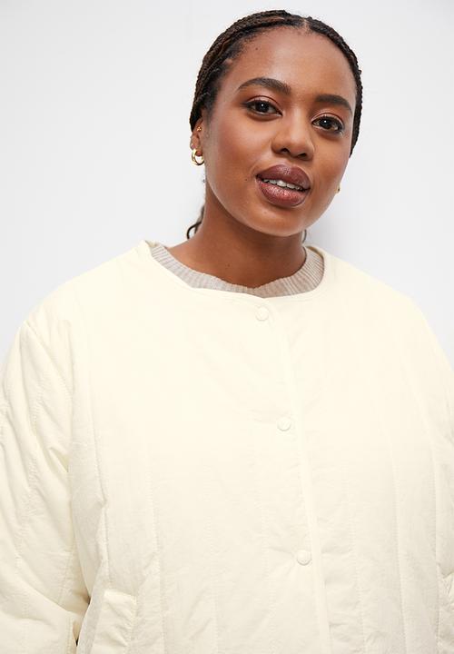 edit - Collarless puffer - ecru