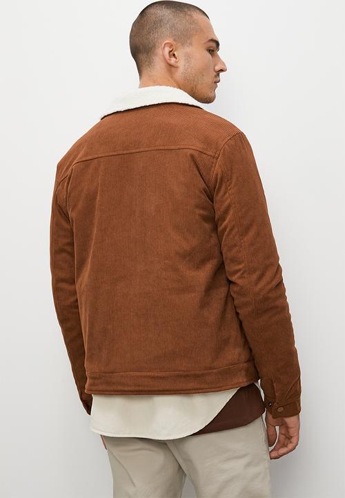 Superbalist - Tibet sherpa lined corduroy trucker jacket - taupe