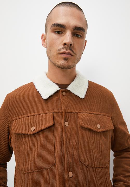 Superbalist - Tibet sherpa lined corduroy trucker jacket - taupe