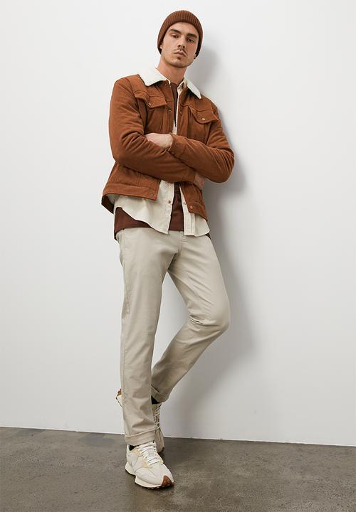 Superbalist - Tibet sherpa lined corduroy trucker jacket - taupe