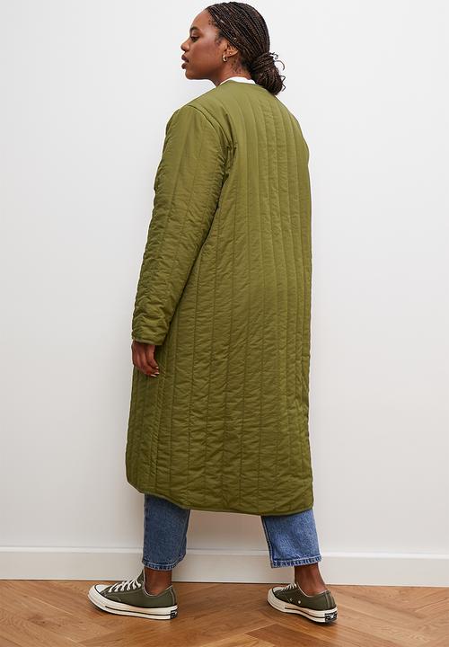 edit - Collarless puffer coat - olive