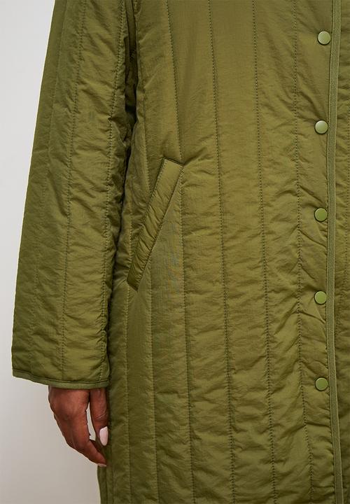 edit - Collarless puffer coat - olive