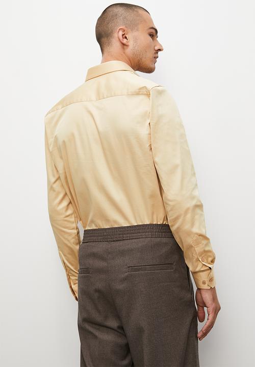 Superbalist - Slim fit cotton sateen stretch shirt - caramel