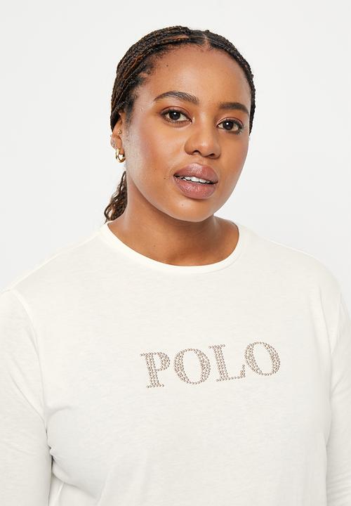 POLO - Plus wmn nailhead long sleeve t-shirt - ecru