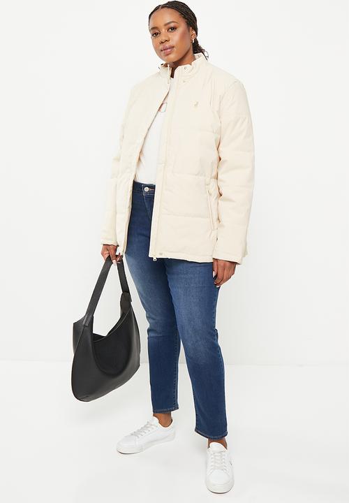 POLO - Plus wmn long sleeve puffer jacket - stone
