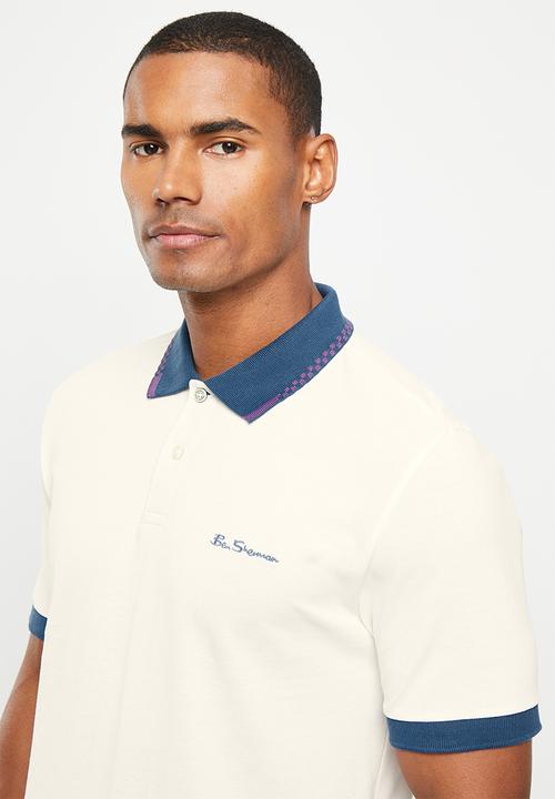 Ben Sherman - Colour block rib polo - snow white
