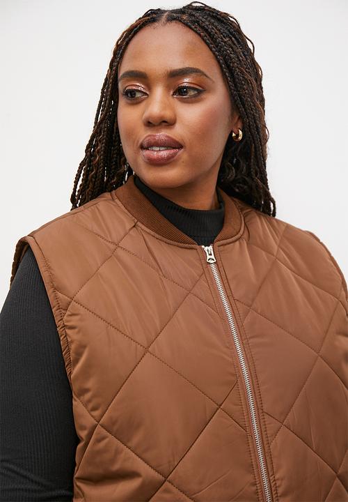 Superbalist - Midi quilted puffer gilet - tan