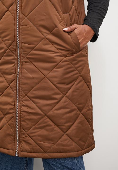 Superbalist - Midi quilted puffer gilet - tan