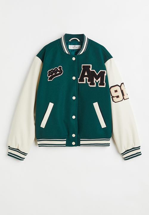 H&M - Baseball jacket - dark green/block-coloured