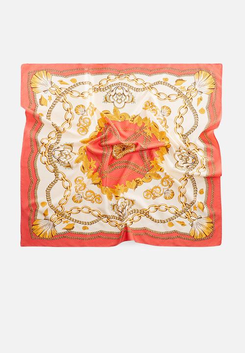MANGO - Neck scarf star - coral red