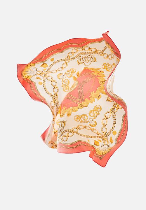 MANGO - Neck scarf star - coral red