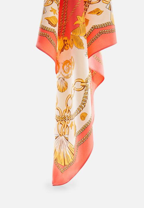 MANGO - Neck scarf star - coral red
