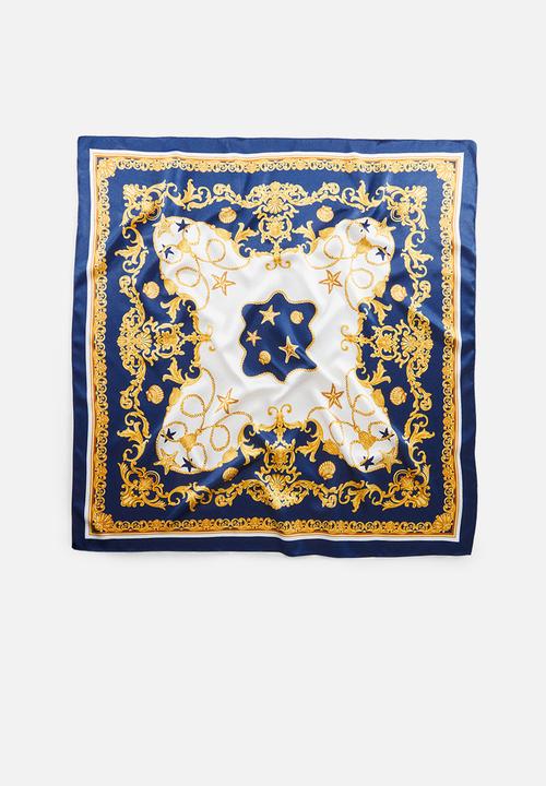 MANGO - Neck scarf star - navy