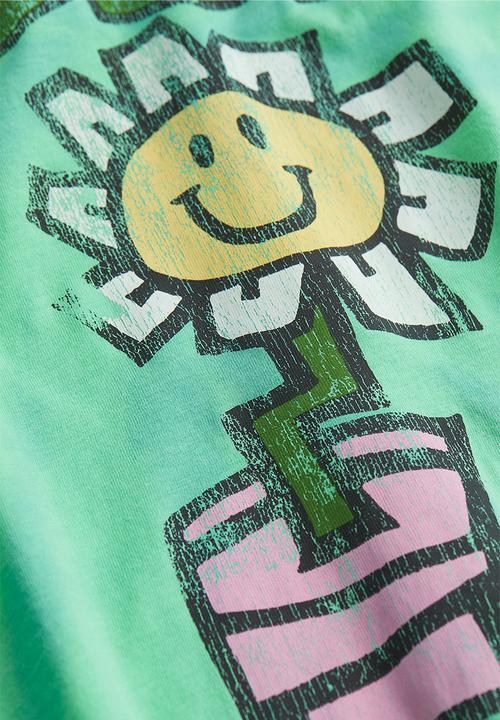 H&M - Printed T-shirt - light green/green day