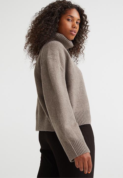 H&M - Oversized polo-neck jumper - dark mole