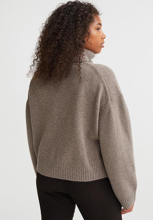 H&M - Oversized polo-neck jumper - dark mole