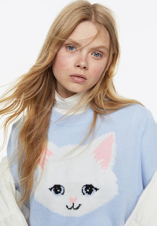 H&M - Jacquard-knit jumper - light blue/cat