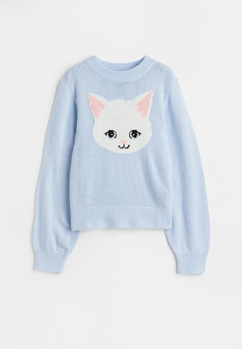 H&M - Jacquard-knit jumper - light blue/cat