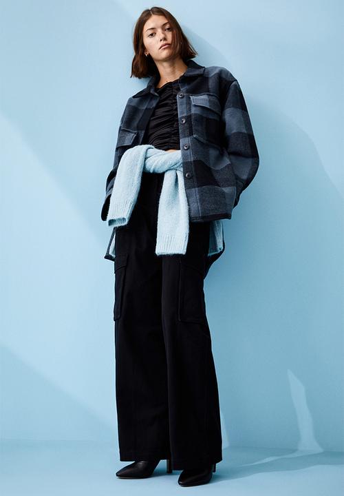 H&M - Oversized shacket - blue/checked