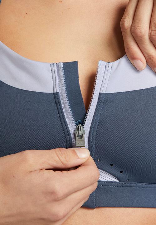 Nike - W nike dri-fit alpha zip-front bra - diffused blue/diffused blue