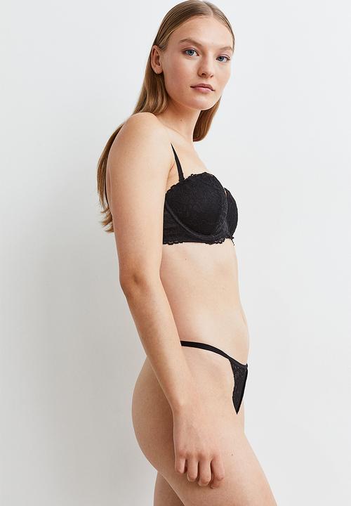 H&M - 3 Pack lace thong briefs - black