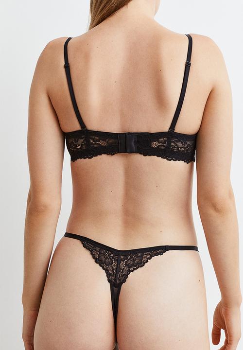 H&M - 3 Pack lace thong briefs - black