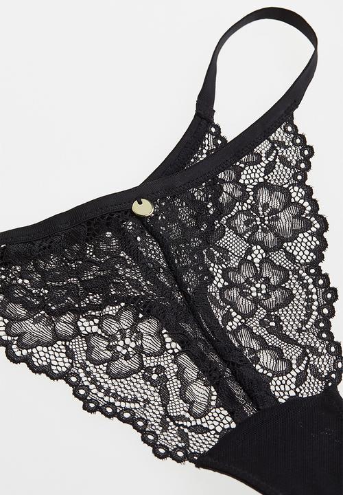 H&M - 3 Pack lace thong briefs - black