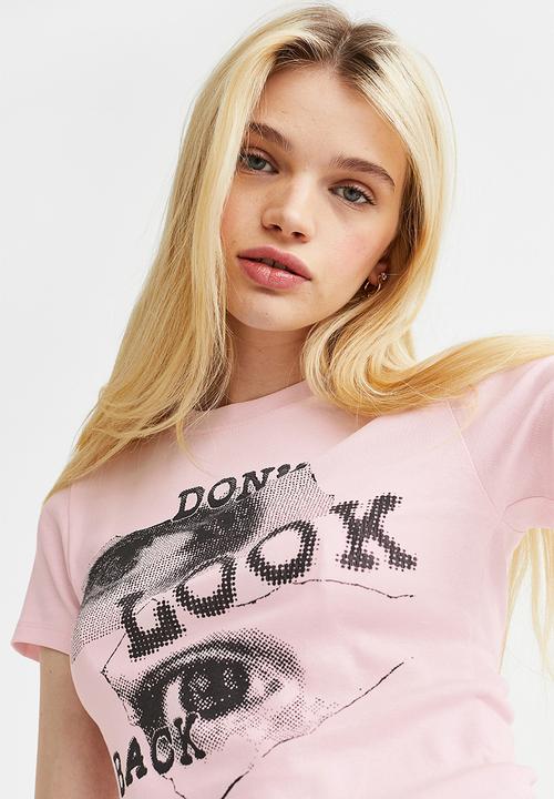 H&M - Fitted top - light pink/eyes