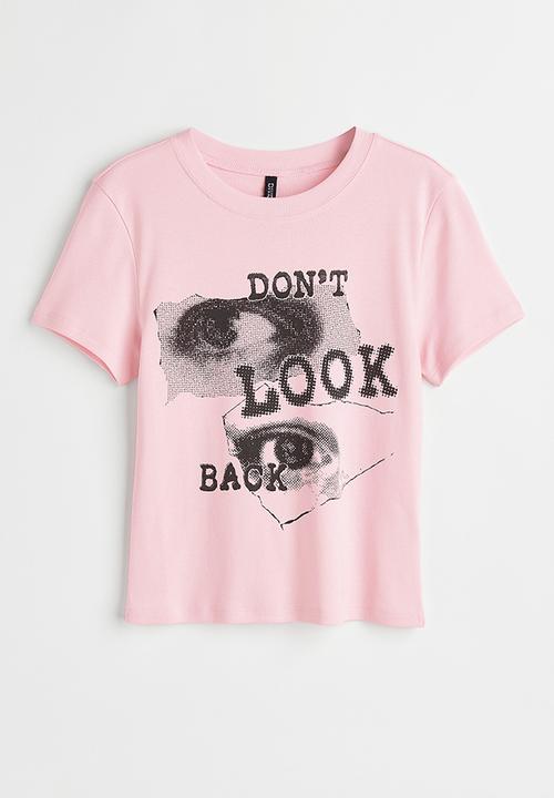 H&M - Fitted top - light pink/eyes