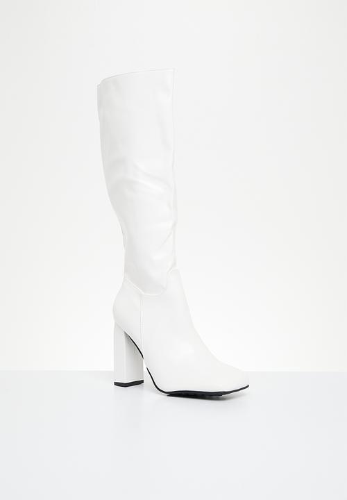 Public Desire - Gia knee high boot - ecru box pu