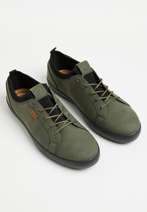 Pierre Cardin - Mens sneaker leather - black olive