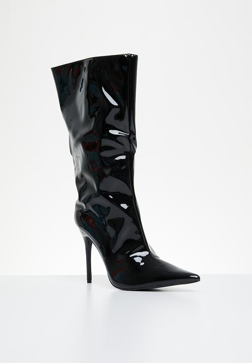 Public Desire - Wanda knee high boot - black patent