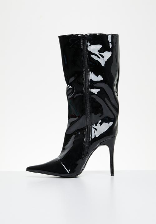 Public Desire - Wanda knee high boot - black patent