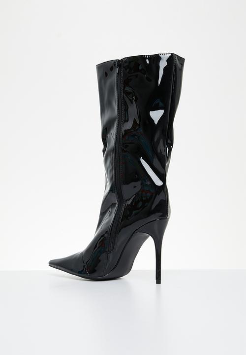 Public Desire - Wanda knee high boot - black patent
